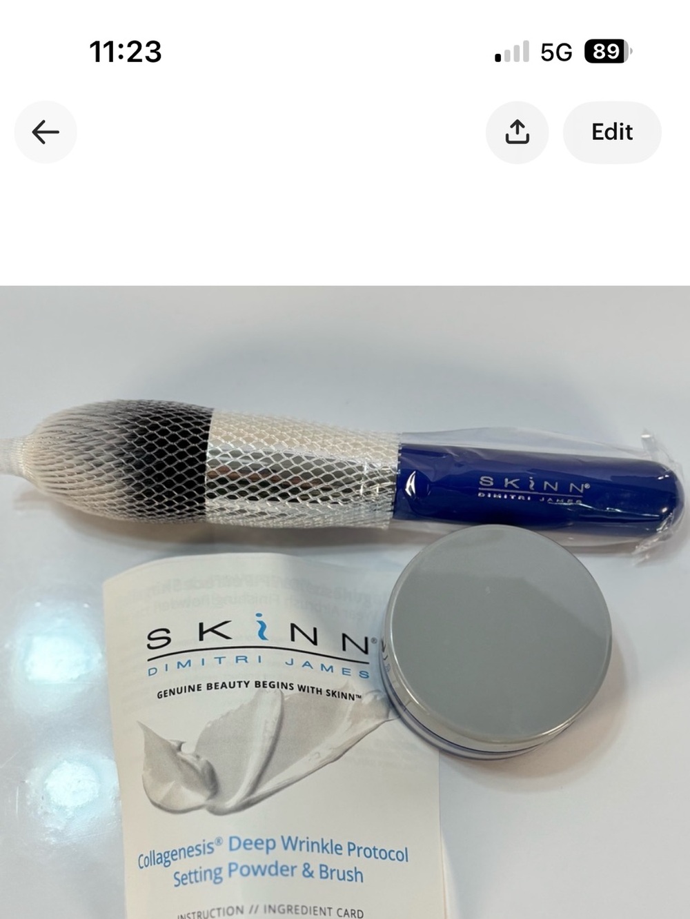 SKINN Blue Handle Brush with Silver Compact Powder